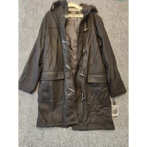 Colebrook Coat Mens XL Black Wool Parka Hooded Toggle Full Zip Lined Insulated